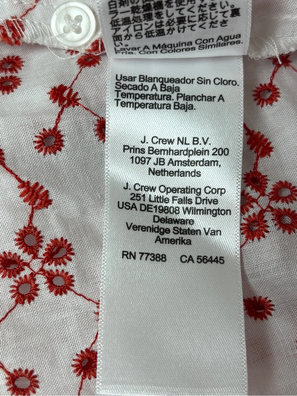 J. Crew Mini Eyelet Shirt Dress Crimson White Cotton Fit Flare Floral Size 12NWT